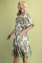 Load image into Gallery viewer, GiGio Contrasting Mixed Print Mini Dress in Sage
