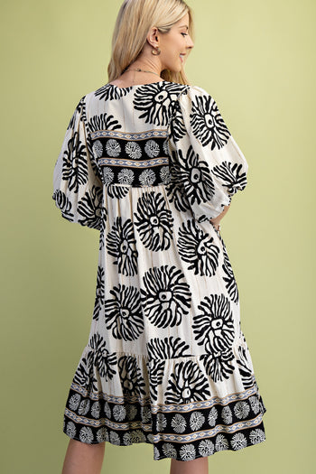 GiGio Contrasting Mixed Print Mini Dress in Black