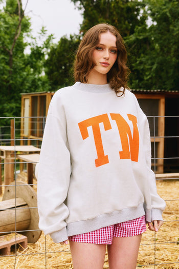 BucketList 'Tennessee & TN' Reversible Mock Neck Sweatshirt in Heather Grey
