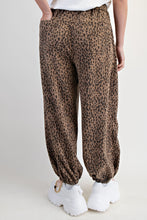 Load image into Gallery viewer, Easel Leopard Print Terry Knit Joggers in Mocha

