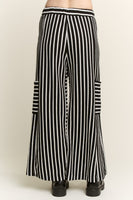 Jade By Jane Textured Stripe Wide Leg Pants in Black
