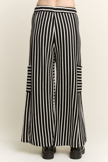 Jade By Jane Textured Stripe Wide Leg Pants in Black