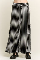 Jade By Jane Textured Stripe Wide Leg Pants in Black