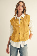 Load image into Gallery viewer, Jodifl Solid Color Knit Sweater Vest in Mustard
