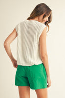 Jodifl Solid Color Knit Sweater Vest in Off White