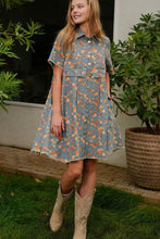 Load image into Gallery viewer, TRENDiLiTY Washed Denim Floral Print Mini Dress in Denim
