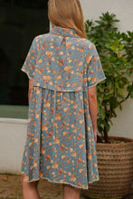 Load image into Gallery viewer, TRENDiLiTY Washed Denim Floral Print Mini Dress in Denim
