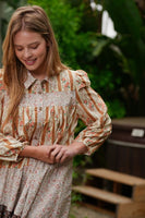 TRENDiLiTY Mix n Match Print Boho Mini Dress in Brown Mix