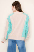 White Birch Color Block Knit Top in Washed Sand