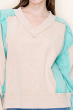Load image into Gallery viewer, White Birch Color Block Knit Top in Washed Sand
