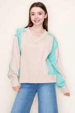 Load image into Gallery viewer, White Birch Color Block Knit Top in Washed Sand
