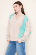 Load image into Gallery viewer, White Birch Color Block Knit Top in Washed Sand
