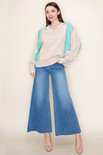 Load image into Gallery viewer, White Birch Color Block Knit Top in Washed Sand
