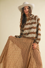 Load image into Gallery viewer, AnnieWear Brushed Knit Floral Jacquard Top in Mocha
