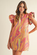 Jodifl Abstract Jacquard Mini Dress in Mustard Mix