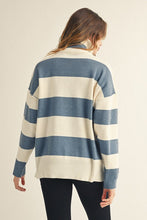 Load image into Gallery viewer, Jodifl Reversed Stitched Wide Striped Knit Top in Denim
