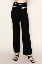 Load image into Gallery viewer, White Birch Solid Knit Pants with Contrasting Trim Details in Black
