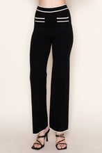 Load image into Gallery viewer, White Birch Solid Knit Pants with Contrasting Trim Details in Black
