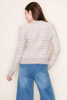 White Birch Tweed Pattern Knit Cardigan in Taupe