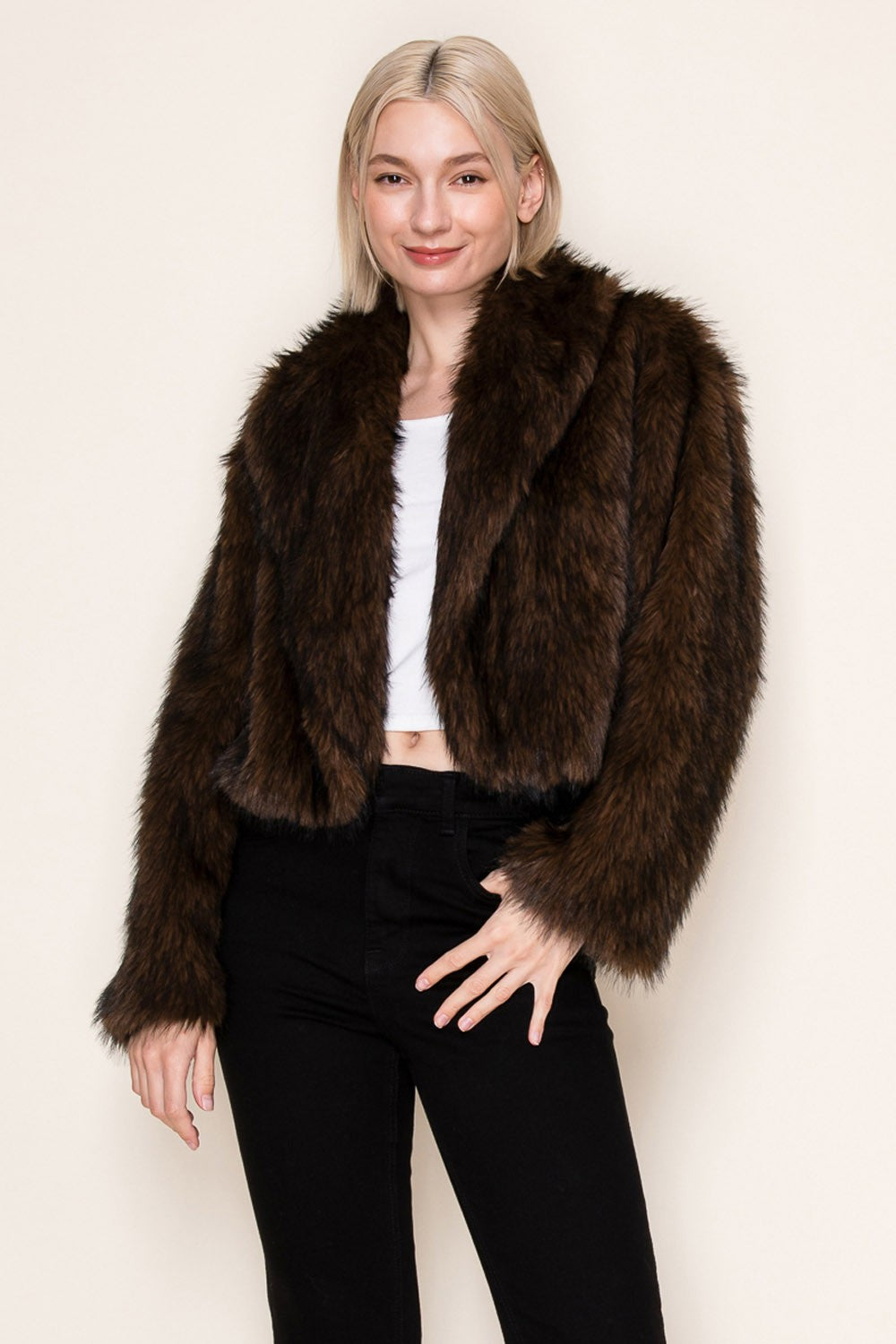 White Birch Faux Fur Jacket in Brown