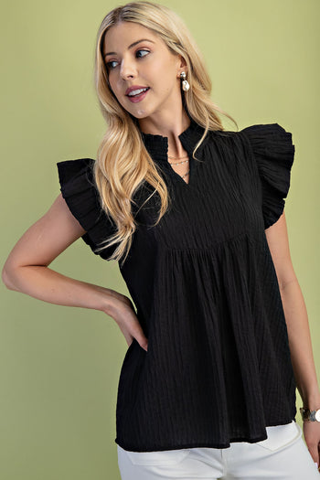 GiGio Lightly Textured Top in Black