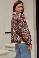 LovLov Vintage Quilted Jacket with Embroidered Trim in Leopard/Ivory