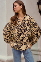 LovLov Ethnic Floral Print Woven Top in Black