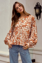 Load image into Gallery viewer, LovLov Ethnic Floral Print Woven Top in Mocha Mousse
