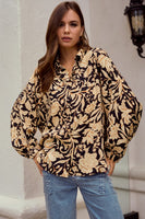 LovLov Ethnic Floral Print Woven Top in Black