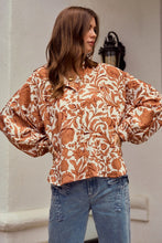 Load image into Gallery viewer, LovLov Ethnic Floral Print Woven Top in Mocha Mousse
