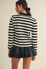 Load image into Gallery viewer, LovLov Luxe Antique Button Classic Cardigan in Lily White &amp; Black
