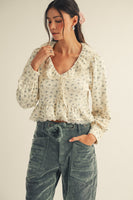LovLov Luxe Floral Lace Top in Floral Mix Oatmeal
