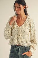 LovLov Luxe Floral Lace Top in Floral Mix Oatmeal