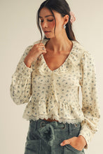 Load image into Gallery viewer, LovLov Luxe Floral Lace Top in Floral Mix Oatmeal
