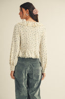 LovLov Luxe Floral Lace Top in Floral Mix Oatmeal