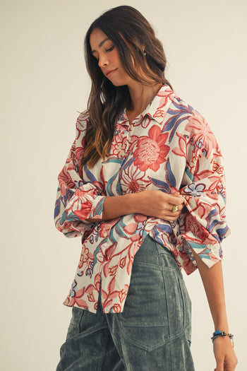 LovLov Royal Relaxed Feather Floral Print Top in Floral Mix