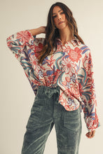 Load image into Gallery viewer, LovLov Royal Relaxed Feather Floral Print Top in Floral Mix
