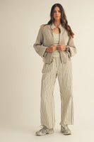 LovLov Textured Knit Front Zip Cardigan in Pefrified Wood