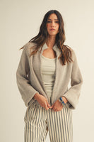 LovLov Textured Knit Front Zip Cardigan in Pefrified Wood