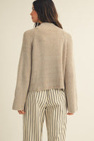 LovLov Textured Knit Front Zip Cardigan in Pefrified Wood