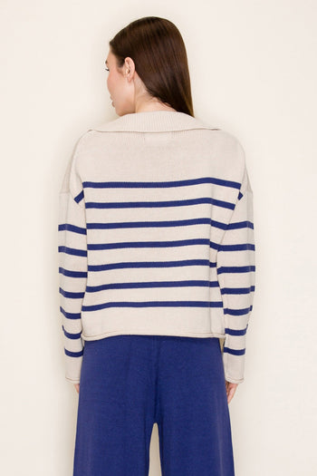White Birch Striped Knit Top in Navy