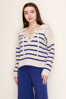 White Birch Striped Knit Top in Navy
