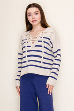 Load image into Gallery viewer, White Birch Striped Knit Top in Navy
