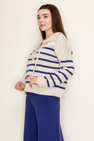 White Birch Striped Knit Top in Navy