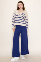 White Birch Striped Knit Top in Navy