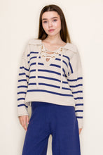 Load image into Gallery viewer, White Birch Striped Knit Top in Navy
