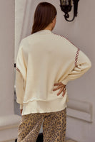 LovLov Knit Sweater with "Game Day" Yoga Lettered Front in Ivory/Burgundy