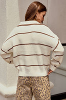 LovLov Striped Textured Knit Sweater in Latte/Ivory