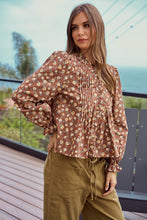 Load image into Gallery viewer, LovLov Floral Print Cotton Top in Mocha
