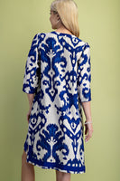 GiGio Abstract Print Mini Dress in Cobalt Mix